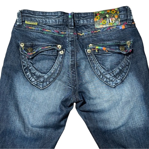 Akademiks Y2K Jeans Size 28 Colorful Stitching Retro Streetwear - Picture 6 of 7